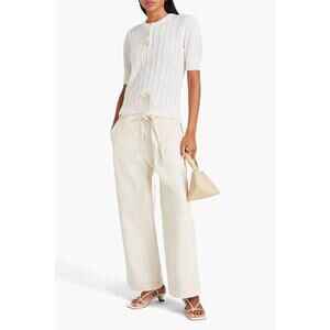 Derek Lam 10 Crosby Shea Pointelle-Knit Button Front Top
